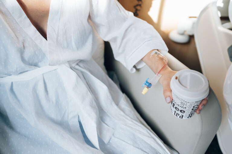 hand of the woman with coffee in the hospital 2025 02 13 07 06 18 utc
