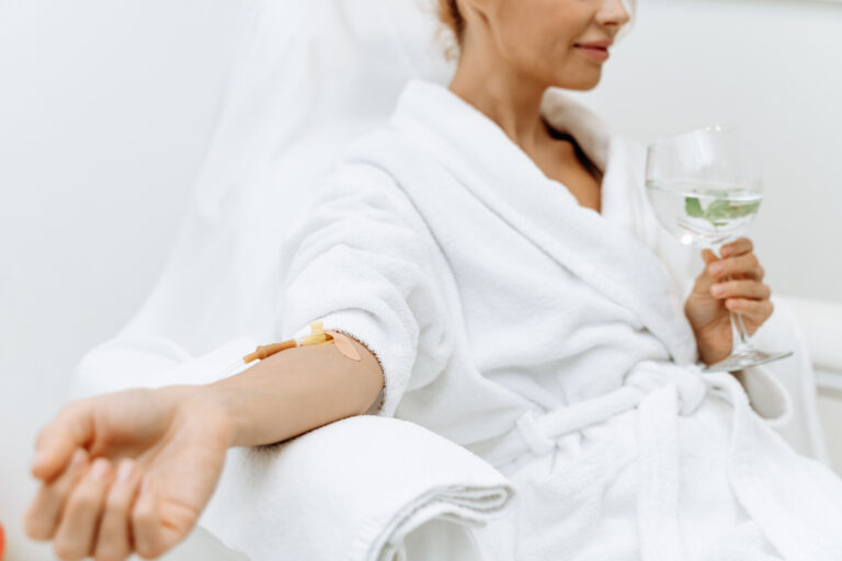 close up of calm female patient sitting with tube 2026 01 05 06 12 40 utc